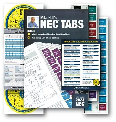 2023 NEC Index Tabs (Color) Ohm's Law Stickers Elect Equations & Wire Char 2023 • $25.90