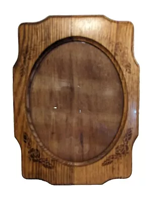 Vintage Oval Picture Frame Oak With Rose Details And Glass Holds 8x10 Picture • $46.99