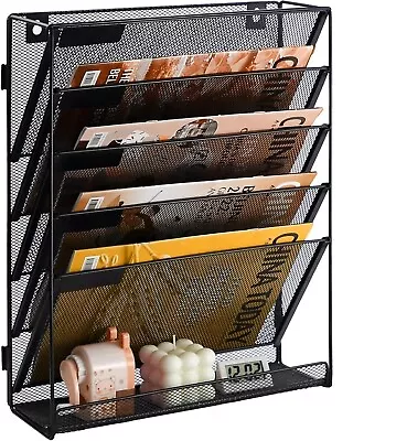 A4 Mesh In Tray Hanging Wall File Holder Mail Organiser Magazine Storage Rack UK • £13.29