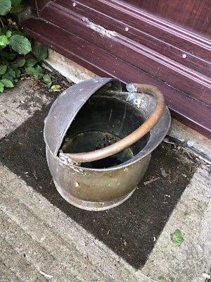 £18.99 • Buy Vintage Brass Coal Bucket Scuttle German Helmet Shape Rare 11.5” High Planter
