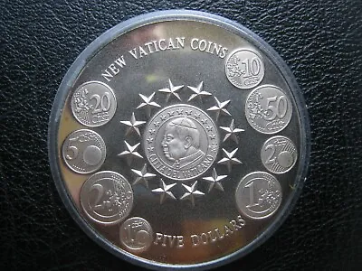 Liberia 2002 Proof-like $5 Dollars Cu-Ni Crown Con ~ Vatican New Euro Coinage • $11.05