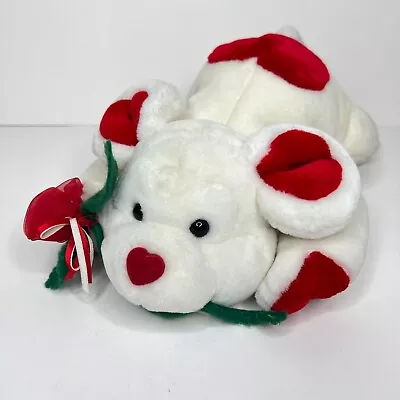 Commonwealth Valentines Plush Dog Rose White Red Heart Love Stuffed Animal 14  • $16.91