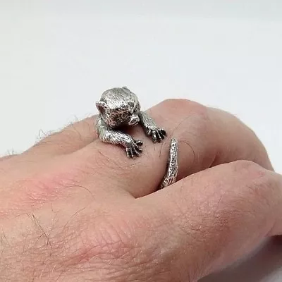 Monkey Ring Marmoset Ring Silver Ring Monkey Jewelry Size 8 Size 9 • $49.60