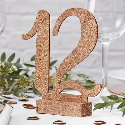 £9.99 • Buy Ginger Ray Rose Gold Wooden Wedding Table Numbers (Pack Of 12) BB-324