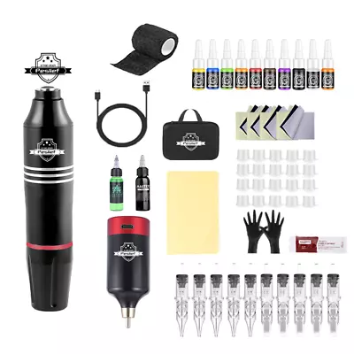 Wireless Coreless Motor Tattoo Machine Pen Cartridge Needle Beginner Kit 1200mAh • $44.99