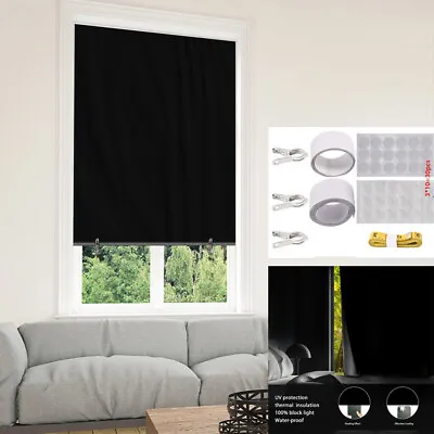100% Blackout Roller Shades No Tools No Drill Cordless Blinds For Win36x72 In • $18.95