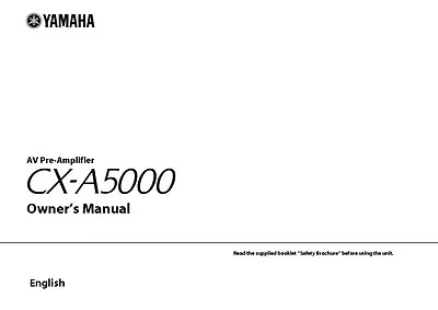 Yamaha CX-A5000 Receiver Owners Manual • $21.99