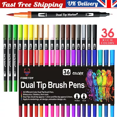 36PCS Acrylic Marker Pens Dual Tip Brush Paint Pens For Card Metal Wood Ceramic • £11.97