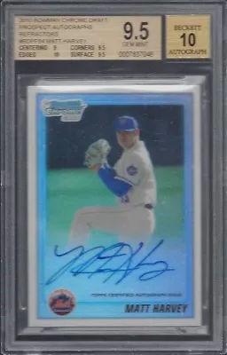 Matt Harvey 2010 Bowman Chrome Draft Prospect Refractor Auto /500  Bgs 9.5 10 Au • $149.99