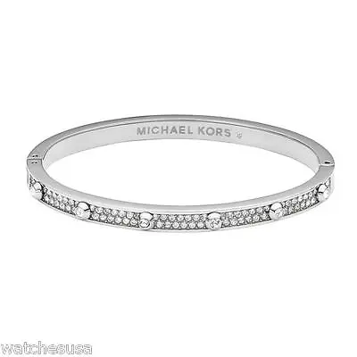 Michael Kors Silver Tone Astor Hinge Pave Bracelet MKJ3268 • $149