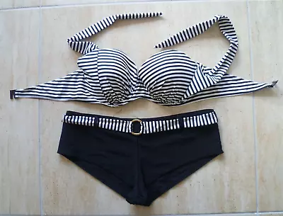 LADIES OCEAN CLUB At PRIMARK SIZE 16 BLACK & WHITE UNDERWIRED PUSH UP BIKINI • £6.99