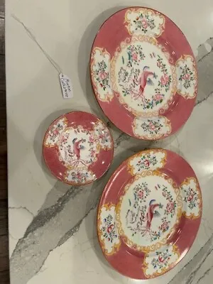 Minton Pink Cockatrice (2) Dinner Plates And (1) Saucer • $280