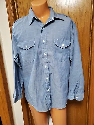 XL Vtg 70s OshKosh B'Gosh Men Chambray Shirt Best Prest Button Up Usa Made 1975 • $12.99