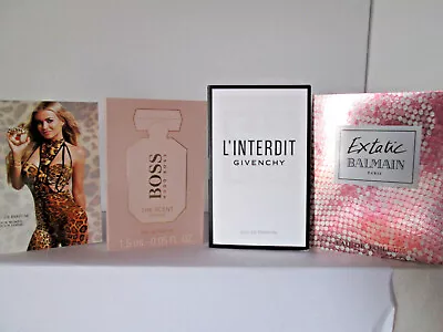 4 X Perfume Samples Hugo Boss Scent Balmain Givenchy L'Interdit Carmen Mixed Lot • £5.80