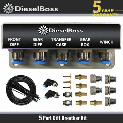 Diff Breather Kit 5-port Diffs Transfer Case Transmission Gearbox Steel • $76