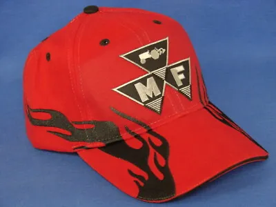 Massey Ferguson Tractor Hat - Red/Black Flame - Low Crown - Triangle Logo • $25