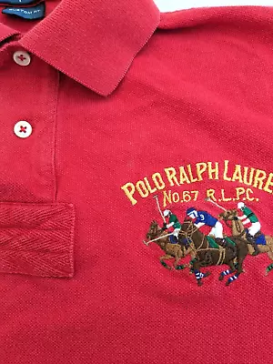 Polo Ralph Lauren Polo Shirt Mens Small Red Dual Match Pony Riders 3 Custom Fit • £38.90