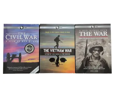 $39 • Buy 3 Box Set DVD Ken Burns The War+The Civil War+The Vietnam War Documentary TV New