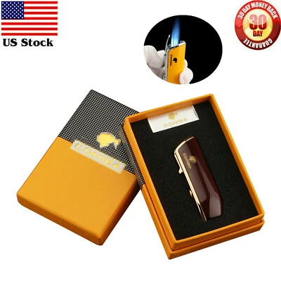Ever Tech Quad Flame Cigar Torch Lighter With Built-in Cigar Punch Cutter - Gold BX