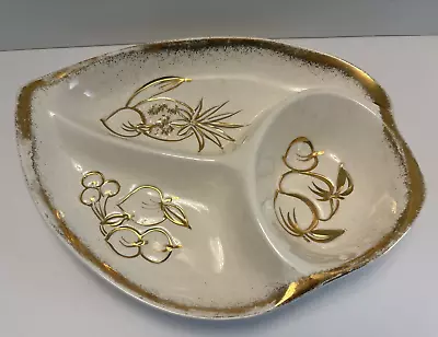 Vtg MCM Hoenig Of California USA Divided Pottery Serving CHIP DIP Tray Bowl  • $20