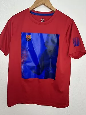 Lionel Messi Shirt Youth Extra Large Red FC Barcelona Kids #10 Polyester *READ* • $13.99