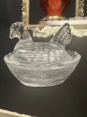 Vintage Clear Mini Hen On Nest Salt Cellar • $10