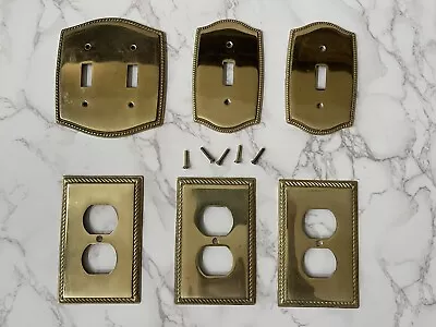 Lot Of 6 Brass Outlet & Switch Plate Covers Decorative Used Heavy • $24.99