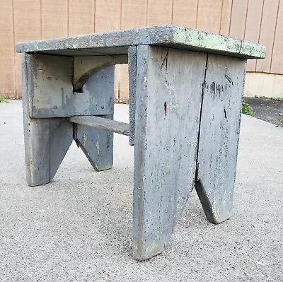 Antique Primitive Folk Art Wooden Cricket Foot Stool Bench Chippy Old Paint AAFA • $277.95