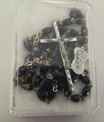 Vintage Rosary W Black Beads Made In Italy W Box • $18.50