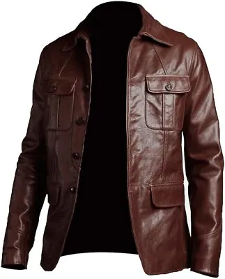 Men's Leather Blazer Genuine Soft Lambskin Real Leather Four Pockets Coat Jacket • $99