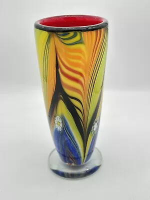 Vintage Murano Millefiori Art Glass Vase Multi Color Rainbow Genuine Rare Italy • $149.99