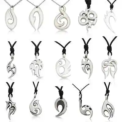 Maori Tribal Fishing Hook Tribal Silver Pewter Brass  Necklace Pendant Jewelry • $9.99