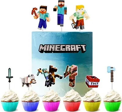 $7.99 • Buy Minecraft Cake Topper  Minecraft Cupcake Decoration 10pcs Image Card Bundle