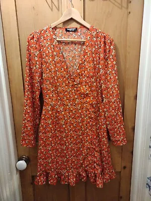 Women's Orange Ditsy Print Dress Size 8 From Fashion Union • £7