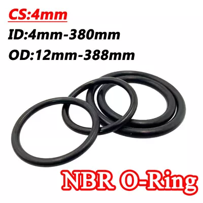 4mm Cross Section O-Ring Nitrile Rubber Black Oil Seals Gasket Metric ID 4-380mm • $1.98