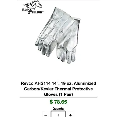 $49.99 • Buy Black Stallion 14” Aluminized Carbon High Heat Gloves, One Pair. AHS114