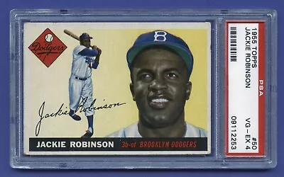 1955 Jackie Robinson Psa 4 Vg-ex Topps Hof Brooklyn Dodgers Legend (#50) Rzc • $815.95