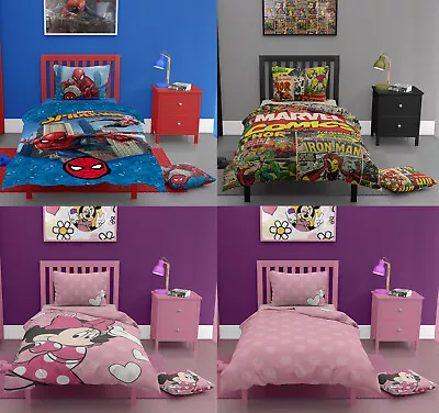 Kids Characters Single Double Disney Superhero Duvet Quilt Cover Bed Bedding Set • £18.80