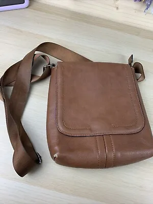 Zara Man Tan Brown Faux Leather Cross Body Bag Shoulder Strap Bag Soft • £10