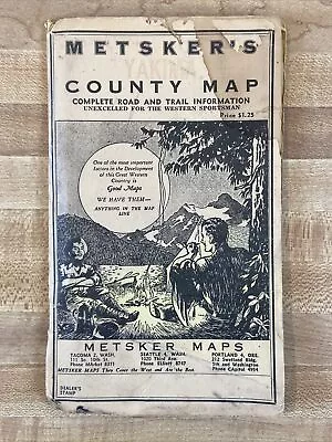 Metsker's Yakima County Map Washington State 1940s Vintage • $12.99