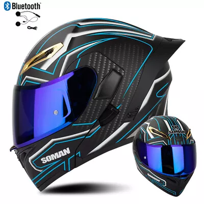 DOT Bluetooth Flip Up Motorcycle Helmets Dual LENS FULL FACE Modular Helmets • $108.68