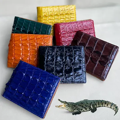 Multicolor Genuine Crocodile Skin Leather Bifold Wallet Handcraft Gift For Men's • $52