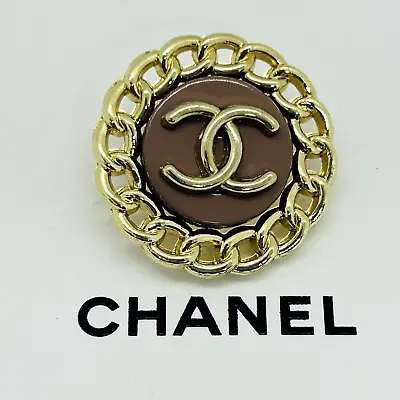 CHANEL Vintage Necklace Charm Botann Parts Brown Gold 22 Mm With Engraving • $39.99