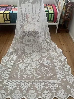 Vintage Large Heavy  Italian Lace Tablecloth /Bed Cover 236 Cm X 146 Cm • $45