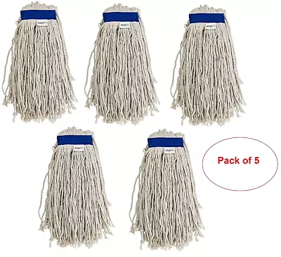 Large Kentucky Mop Heads Pack Of 5 Clip On 16py 450g Cotton Heavy Duty Long 16oz • £14.95