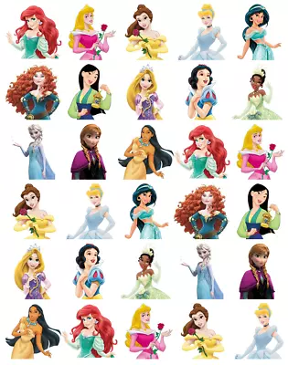 30x Disney Princess Half Cupcake Toppers Edible Wafer Paper Fairy Cake Toppers • £2.59