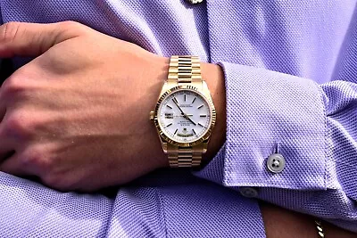 2000 Rolex Day-Date President 18k Yellow Gold White Dial 118238 Heavy Buckle • $22699.99