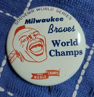 1957 Milwaukee Braves World Series Champions Souvenir Pin Aaron Spahn Matthews • $40