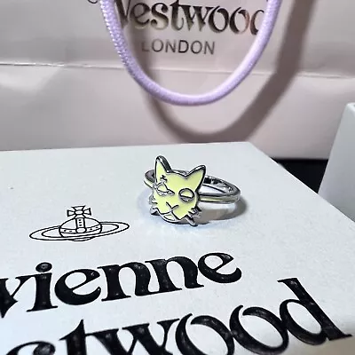 Vivienne Westwood Nana Yellow Cat Silver Ring Size 7 • $87