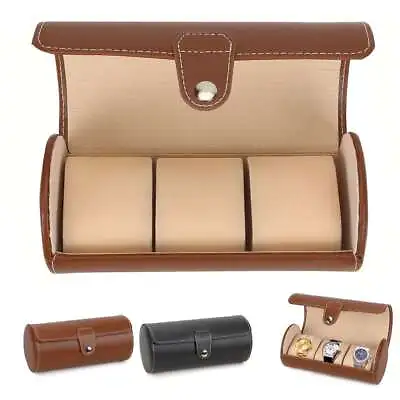 3 Slot Watch Roll Travel Case Portable Leather Display Jewelry Storage Box • $12.08